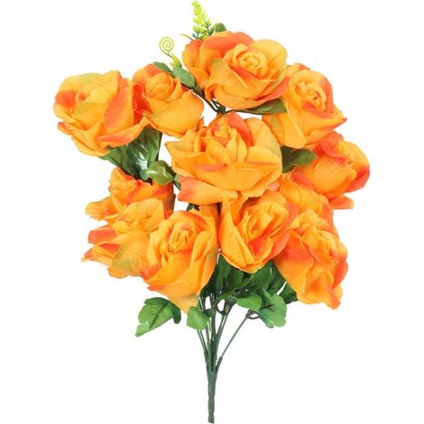 Un bouquet de 12 roses orange épanouies (1/4)