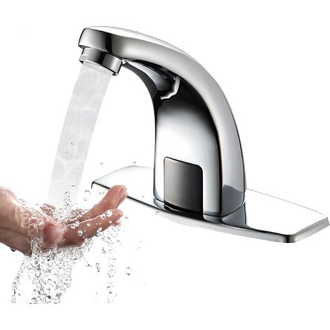 Batteriebetriebener, berührungsloser Küchenwasserhahn mit automatischem Bewegungssensor, elektronischer Infrarot-Smart-Badezimmerwasserhahn mit integriertem Filter und Abdeckung (1/5)