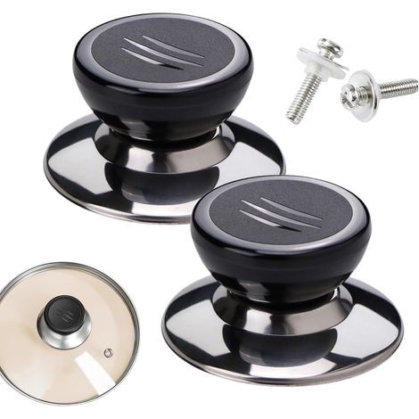 Set mit 2 universellen Bakelit-Deckelgriffen inklusive 4 Befestigungszubehörteilen, schwarz (1/5)