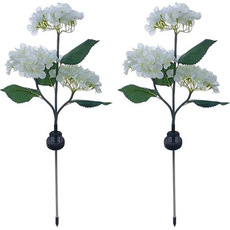 2 Guirlande, Panneau solaire grand, Motif hortensia coloré, Tige flexible, Décoration jardin (1/5)
