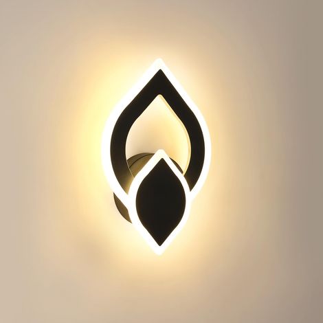 Applique Murale Intérieure LED, 16W 1800LM Moderne Lampe Murale Noir, Acrylique Luminaire Mural 3000K Blanc Chaud Chambre, Salon, Escalier, Couloir (1/5)
