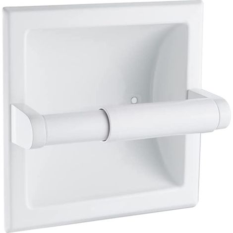 Wandeinbau-Toilettenpapierhalter aus Edelstahl, weiß (15 x 15 x 12 cm)