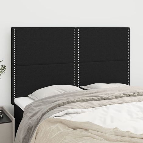 4 pcs Têtes de lit pour lit adulte, Tableau décoratif de chevet élégante Noir 72x5x78/88 cm Tissu CDE37683 (1/5)