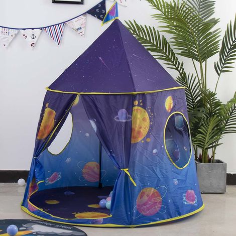 Tenda Casetta Gioco Bambini Capanna Castello Giocattolo in Tessuto 120x116 Blu (1/5)