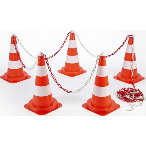 Markierungskit mit 8 PVC-Kegeln, 50 cm, + 12,50 m Kette - Vinmer