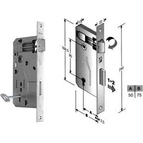 1PZ SERRATURA A BUSSOLA DA INFILARE BORDO QUADRO CROMO OPACO - mm.50 bordo cromo opaco