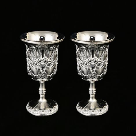 (Argent/Lot de 2) Petit verre de style vintage pour baijiu (alcool chinois)