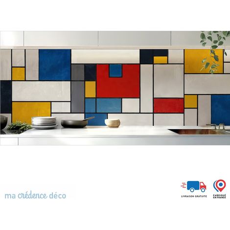 Crédence : Mondrian 3 - Alu composite - 120 - 60 (1/3)