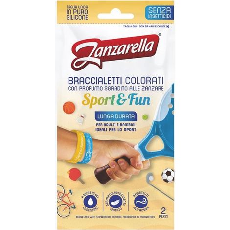 Zanzarella BRACCIALETTI ANTI-ZANZARA SPORT & FUN 2 pz.