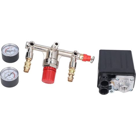 Kit de Pressostat Compresseur D'air, Réglable 90-120PSI, avec Fonction Chargement/déchargement Automatique, Idéal pour les Projets Bricolage - (1/5)