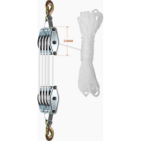 Heavy-duty rope hoist, 20m breaking strength, 1000kg working load capacity and pulley system for lifting heavy objects (1/4)