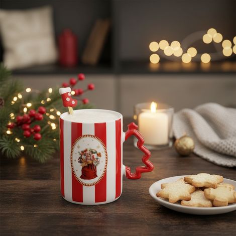 Tazza natalizia con cucchiaio modello assortito PERAGA CHRISTMAS