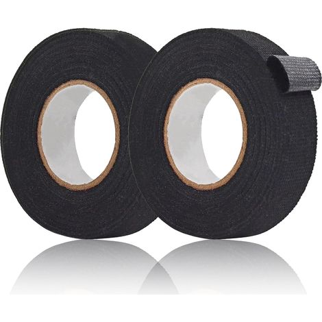 Pack of 2 black fabric adhesive tapes - For car wiring harnesses - Fabric adhesive tape - Insulating tape - For car wiring harnesses (19 mm x 15 m) (1/5)