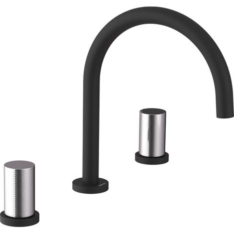 Sapho Ultratap - Mélangeur lavabo, montage 3 trous, noir mat/chrome UT017TBC (1/2)