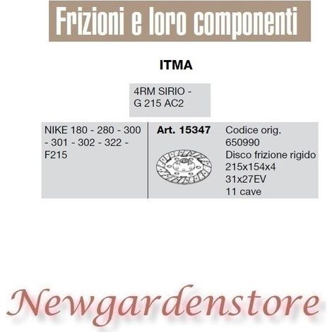 Disco frizione 15347 trattore ITMA nike 180 280 300 301 302 322 F215 11cave