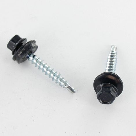 Vis autoperceuse Tête hexagonale TH 4.8X35 Rondelle d'étanchéite EPDM Acier zingué RAL5004 bleu noir-1 pièce