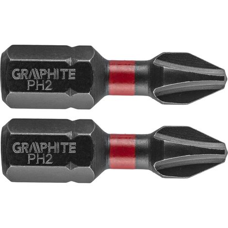 Kurze Schlagbohrer PH2 x 25 mm 2 Stück Graphit 56H501 (1/2)
