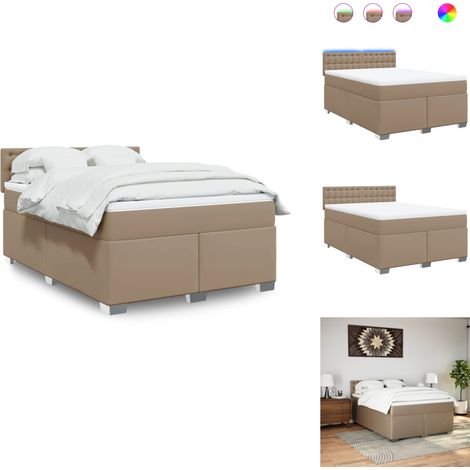 Sommier à lattes de lit avec matelas Cappuccino 140x190 cm - Sommier À Lattes De Lit - Sommiers À Lattes De Lit - Lit - Meuble De Chambre À Coucher (1/5)