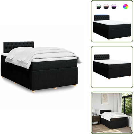 Sommier à lattes de lit avec matelas noir 120x190 cm tissu - Sommier À Lattes De Lit - Sommiers À Lattes De Lit - Lit - Meuble De Chambre À Coucher (1/5)