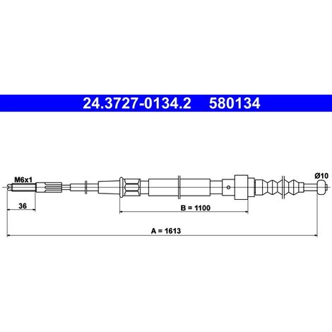 Tirette à câble, frein de stationnement ATE 24.3727-0134.2 VW 1H0 609 721 A