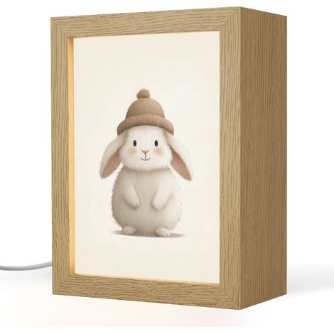 LUCE NOTTURNA PER BAMBINI Coniglio - Cappello - Orecchie - Beige 15x20 cm