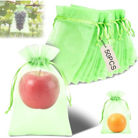 50 sachets organza 20x30 cm pour protéger fruits des oiseaux, aussi parfaits pour bonbons.