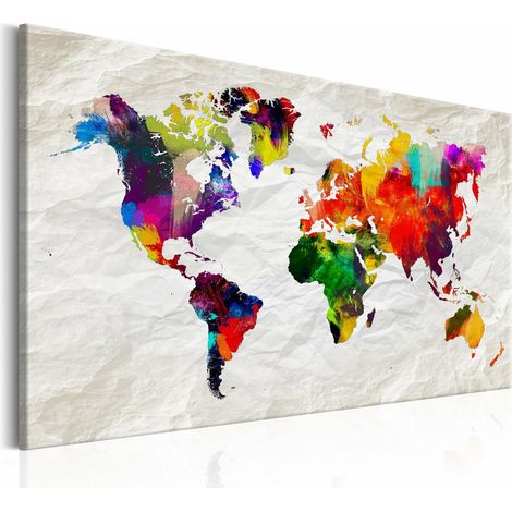 Tableau carte du monde arc-en-folie - 90 x 60 cm (1/4)