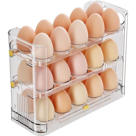 MK Stoer,Huevera reversible para frigorífico,Almacenamiento de huevos,Compatible con la marca,30 hueveras transparentes (1/5)
