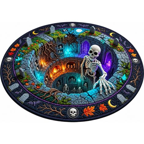 Tapis de sol rond Halloween, velours cristal, doux et lavable, cosplay, salon/chambre, commande personnalisée - Style 27 (1/5)