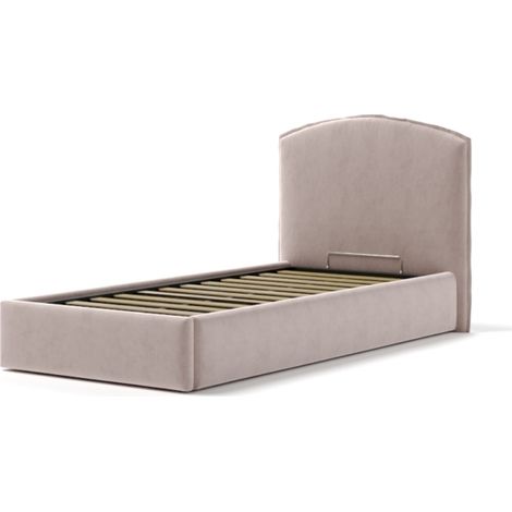 letto singolo contenitore "moon" in tessuto rosa 90x190 cm