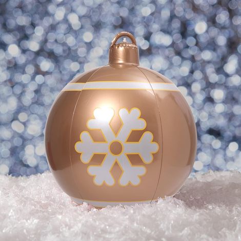 Weihnachtskugel für den Außenbereich, riesiger PVC-Weihnachtsschmuck, festlicher Garten – Champagnerfarbene Schneeflocken
