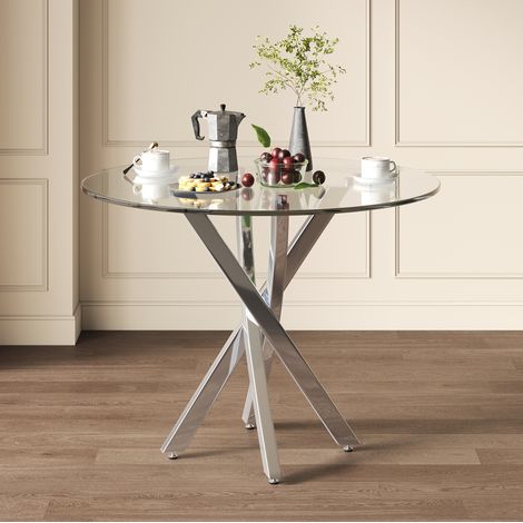 Mesa comedor redonda de cristal 80x80 cm OKMYHOME (1/5)