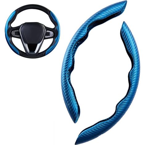 Housse de volant universelle en fibre de carbone (2 pièces), antidérapante et confortable. Accessoires pour volant. (1/5)
