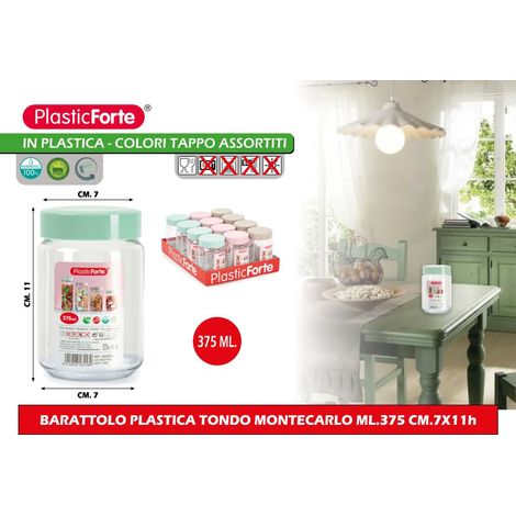 1 Pezzo Barattolo da Cucina Multiuso in Plastica Montecarlo 375 ml 3 Colori