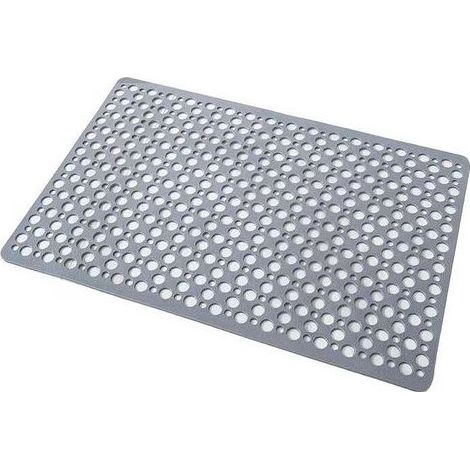 Grey TPE Antibacterial Non Slip Shower Mat, 35X67cm Bathtub Bathroom Mat Machine Washable Anti-Mold Foot Mat for Shower or Bathtub, Round Hole (1/5)
