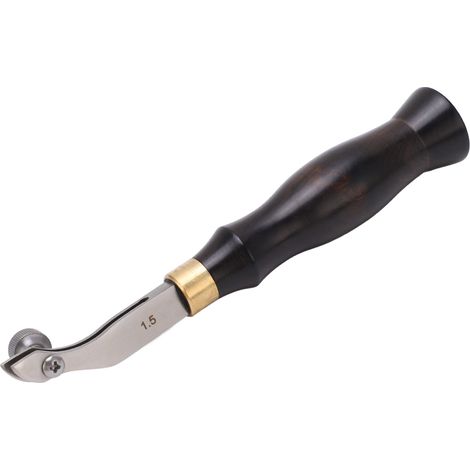 Outil de gaufrage de bord réglable, acier inoxydable miroir, outil de gaufrage de cuir à faire soi-même, manche en bois, outil de gaufrage de bord de cuir de 1,5 mm. (1/5)