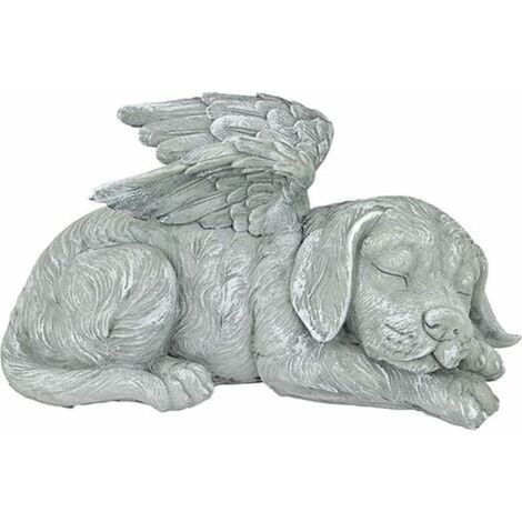 Pet Memorial Angel Dog Hedersstaty Gravsten, 1256cm, polyrésine, support antique (1/5)