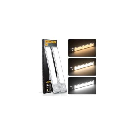 Iluminación bajo armarios, 76 LED recargables con sensor de movimiento, paquete de 2, iluminación magnética regulable, iluminación inalámbrica para cocina y escaleras - Crezuo