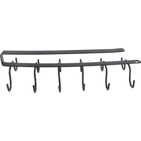 Porte-ustensiles de cuisine, cintre en fer, double rangée de crochets, support pour cuillères et spatules de restaurant, noir (1/5)