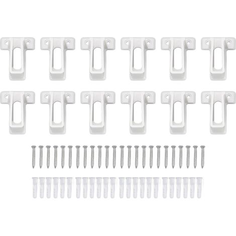 Juego de 12 soportes de extremo para estantes de alambre, fabricados en plástico blanco resistente, para armarios o estantes de pared. (1/5)