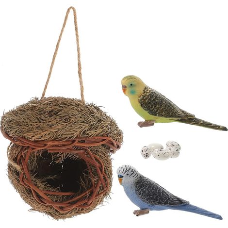 1ensemble Nid Oiseau Artificiel avec Œufs Décoratifs Ornement De Jardin pour Extérieur Et Intérieur Décoration Réaliste pour Maison Et Jardin Perruche Colorée (1/5)