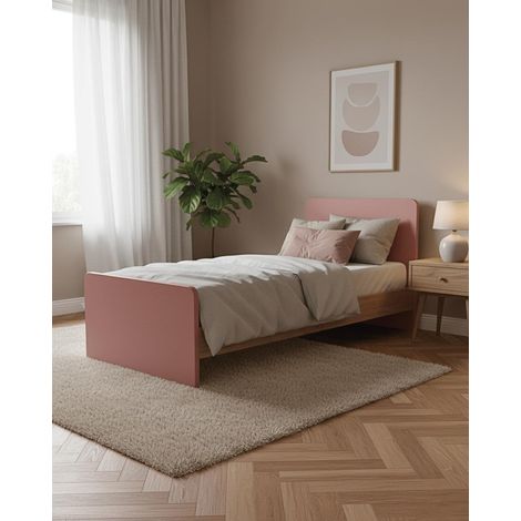 Letto easy con fascioni e pediera - Letto singolo 87 x 197 - Testiera e pediera rosa, fascioni virginia - Rete e materasso esclusi (1/3)