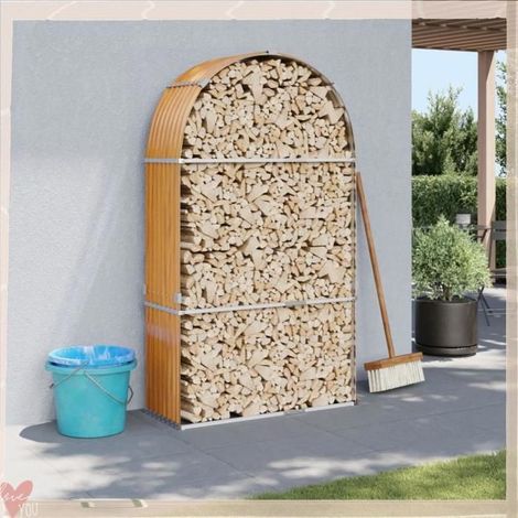 364582 Porte-bches aspect bois 120x45x210 cm acier galvanisé (1/5)