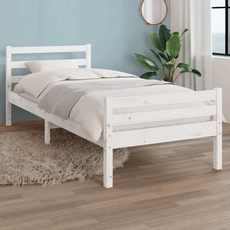 Estructura de cama sin colchón madera maciza blanco 100x200 cm (1/5)