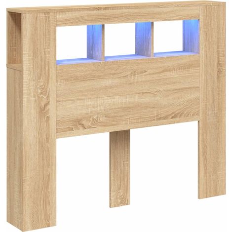 Maison Exclusive - Cabecero LED madera ingeniería roble Sonoma 12