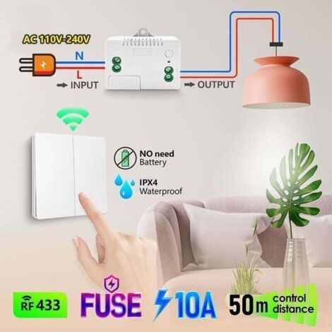 Self-powered wireless switch - Battery-free - Wireless remote control for lights and electrical appliances - Waterproof and safe - Can be installed directly in a bathroom (1/3)
