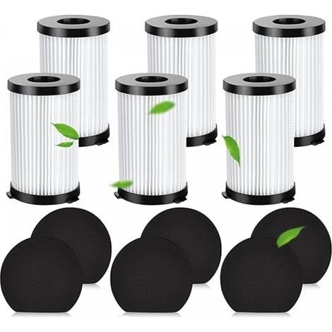6 filtres pour Ariete Handyforce 2761 2759 Aspirateur sans fil Pièces de rechange Accessoires pour MOOSOO D600 D601 & Iwoly V600 Filtre d'aspirateur, 6 filtres HEPA & 6 filtres éponge (1/3)