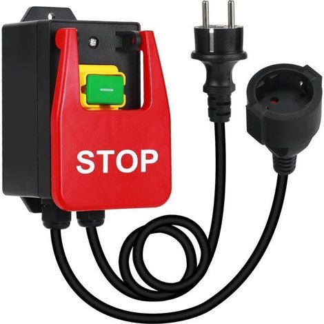 Interrupteur à palette pour scie à table, interrupteur marche/arrêt monophasé 220V,230 V, arrêt d'urgence, interrupteur avec rallonge robuste Table de toupie perceuse à colonne (1/5)