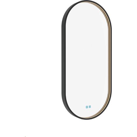 Nimco Specchi - Specchio con illuminazione LED, 45x90 cm, sensore tattile, nero ZPC 32003LVX-90