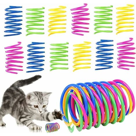 Plumes pour chat, 32 plumes, spirale colorée, pour interagir avec le chat, attire son attention, résiste aux morsures, aux sauts et aux jeux de poursuite. (1/5)
